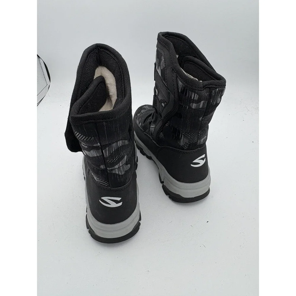 HOBIBEAR Boots Kids Size 10 Black Snow Winter Faux Fur Mid‎ Calf Hook & Loop